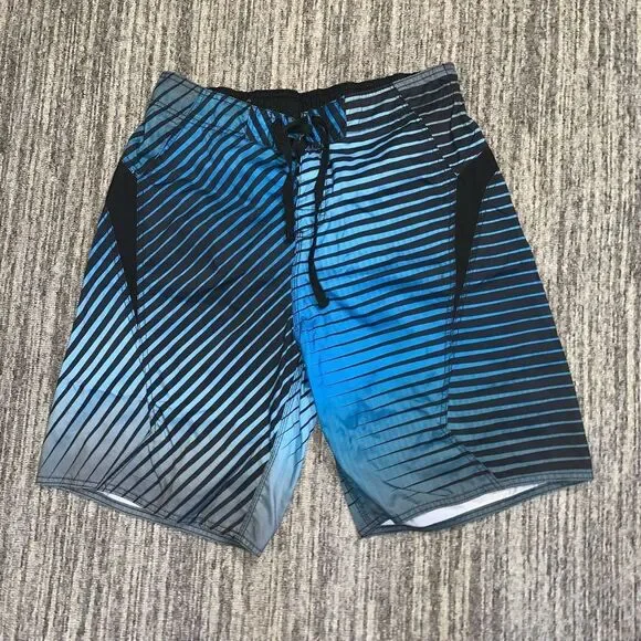 Vintage Surf Style Men's Large Black Blue Boardshorts Swimwear Bathing‎ Suit