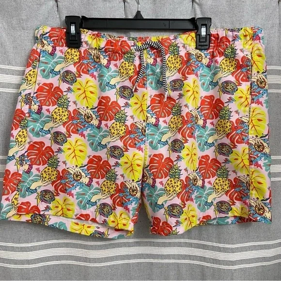 BOARDIES / Tropical Pineapple Scubba Print Swim Trunks Size L