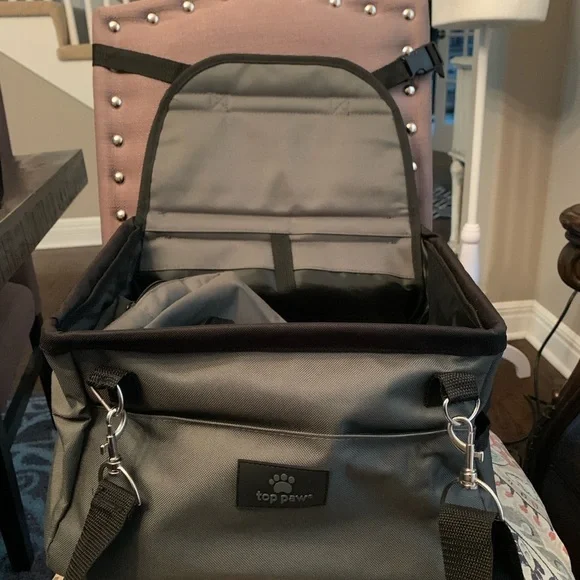 Pet Top Paw Gray Bag 12”x 12” Side Pockets, Car Support Strap