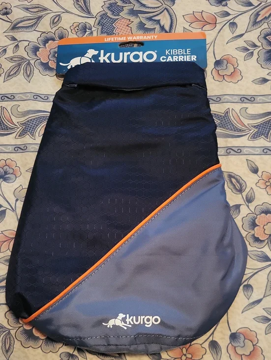Kurgo Navy and Slate Kibble Carrier with Orange Trim