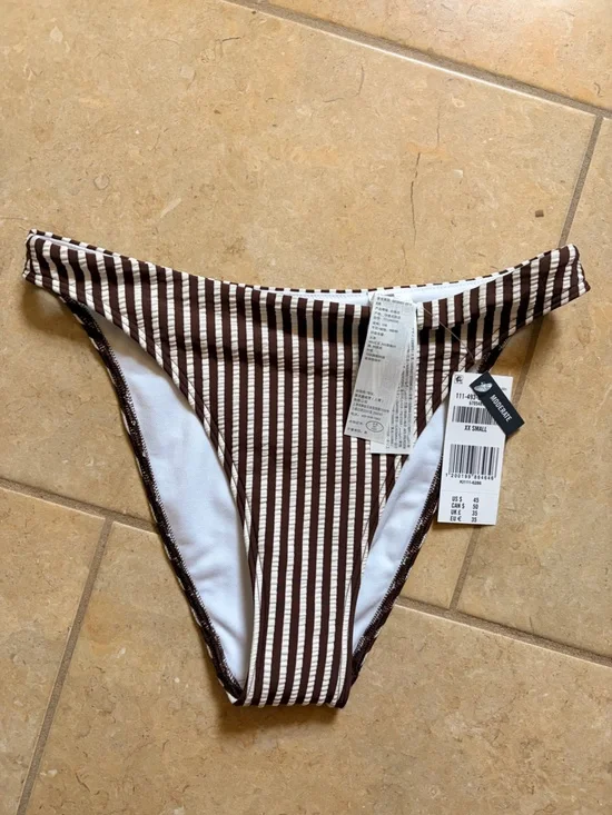 Striped Brown & White Bikini Bottom