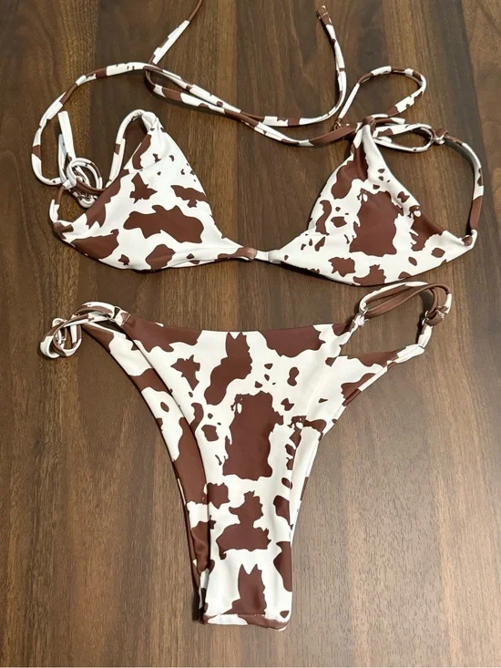 SHEIN cow print bikini set