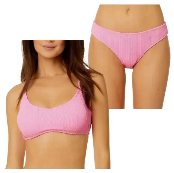 2/$15 NWT Salt + Cove Popcorn Ribbed Bikini Set Bubblegum Pink Swimsuit Size XL