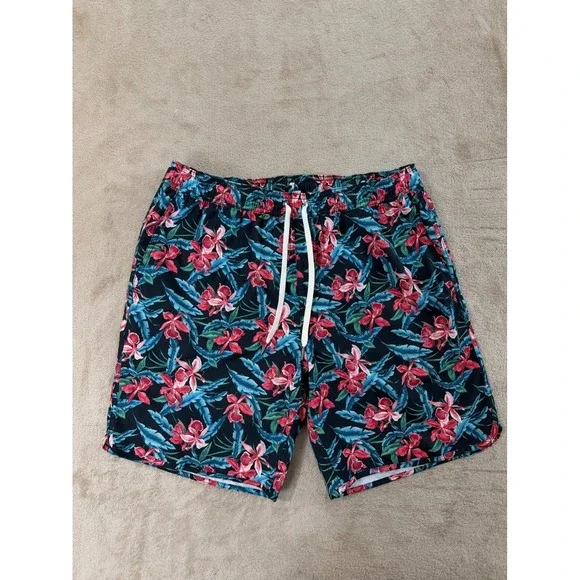 Fair‎ Harbor Swim trunks Shorts Men's XL Colorful Botanical Print AOP Lined EUC