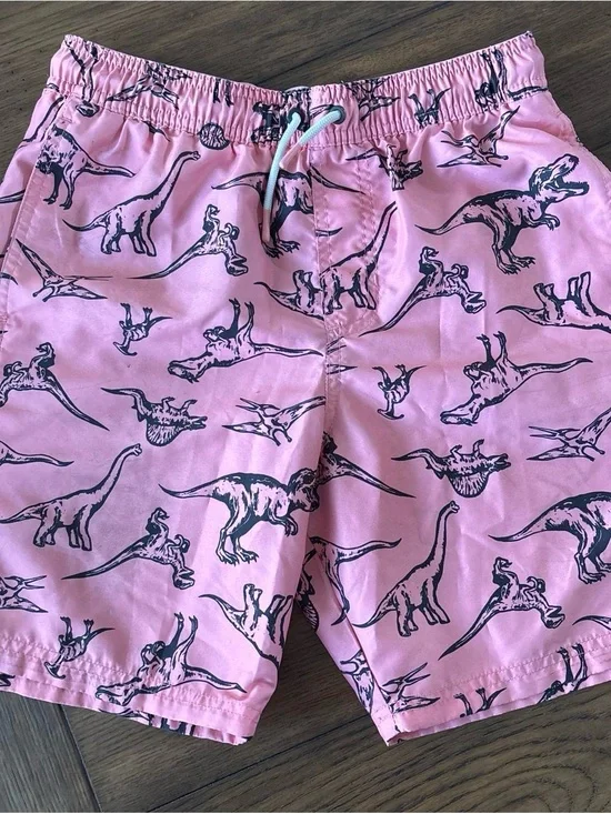 Men’s Size Small Pink Dinosaur Print Swim Shorts