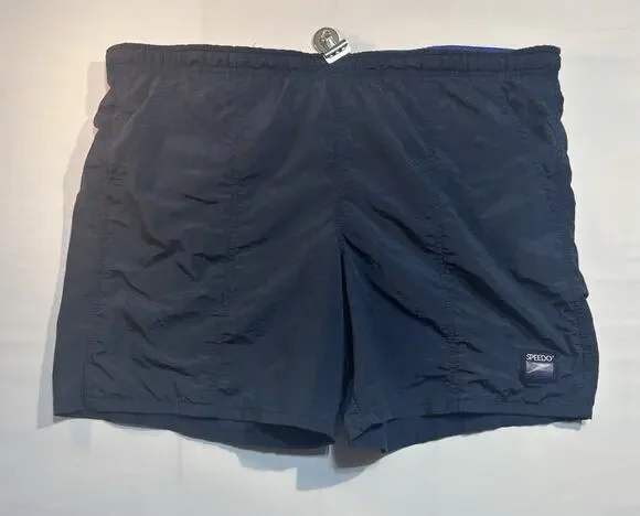 Speedo Men’s Swim Trunks Blue Mesh Lined Elastic Waist Medium Beach Shorts