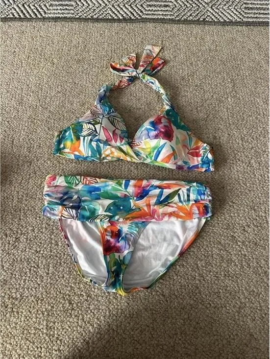 Ralph Lauren multicolored tropical leaf print bikini set
