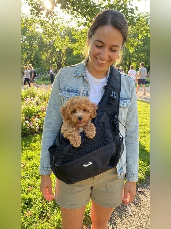 NEW Slow® Sling Bag Black Hands-Free Small Pet Carrier Durable Adjustable