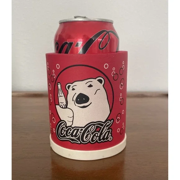 Vintage Coca-Cola Polar Bear Soda Beer Can Koozie‎ Insulated Foam Made in USA
