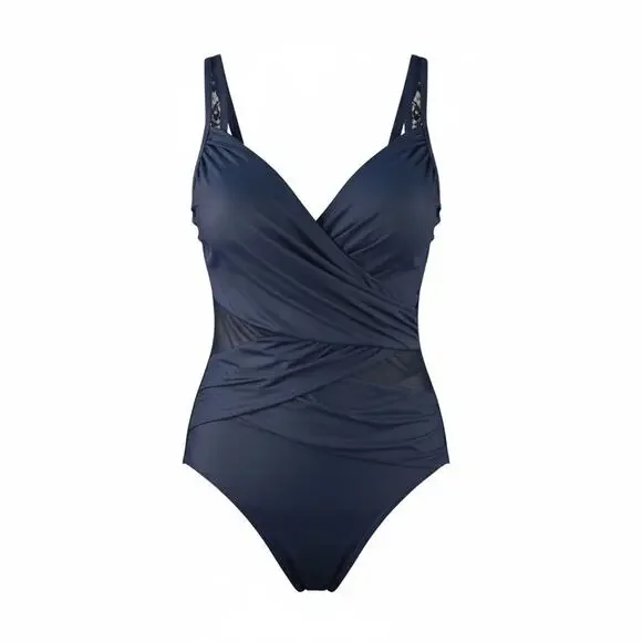 Miraclesuit Madero Underwire One Piece Swimsuit Midnight Blue Size 10DD