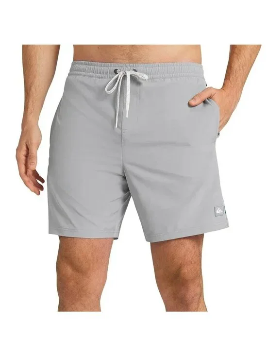 NWT Quiksilver Men's L Gray  Waterman Collection Swim Volley Shorts L Stretch