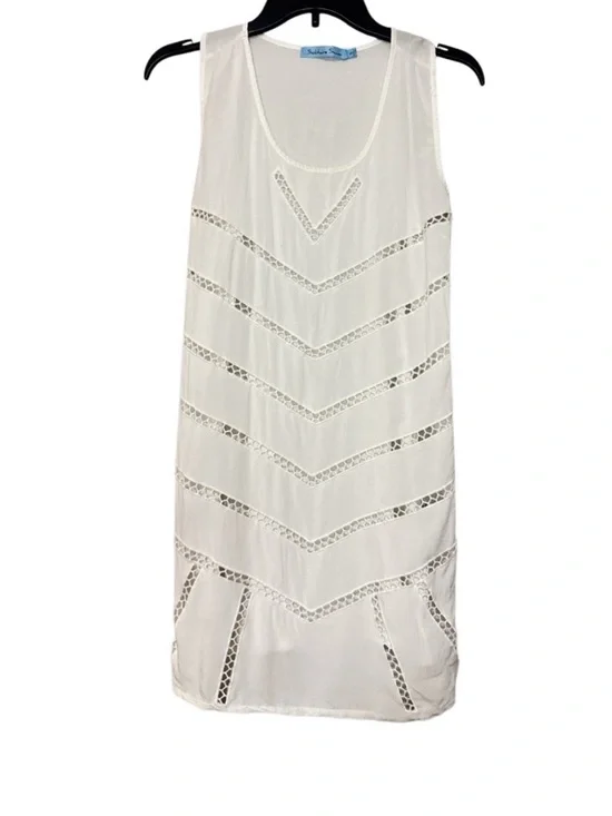 Solitaire White Chevron Lace Swim Cover-Up Tunic