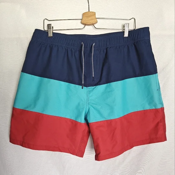 Reyn Spooner Swim Trunks Standard Blue Red Stripe Net Liner 6