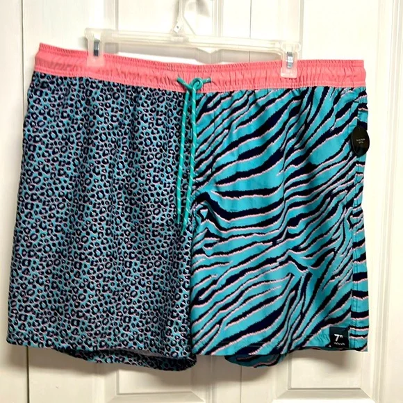 No Boundaries Mulit Color Animal Print Board Swimming Trunks Size 2XL NWT