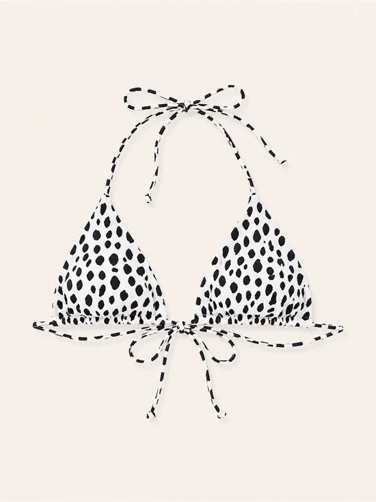 5/$25 🎉 Black & White Dalmatian Print Triangle Bikini Top – Size Small