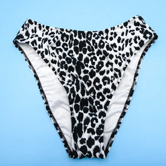 Victorias Secret Medium White Snow Leopard Print Brazilian Bikini Bottom Swim VS