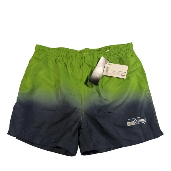 NFL Swim Trunks Mens Large Green Seattle Seahawks Ombre Board Shorts FOCO NEW