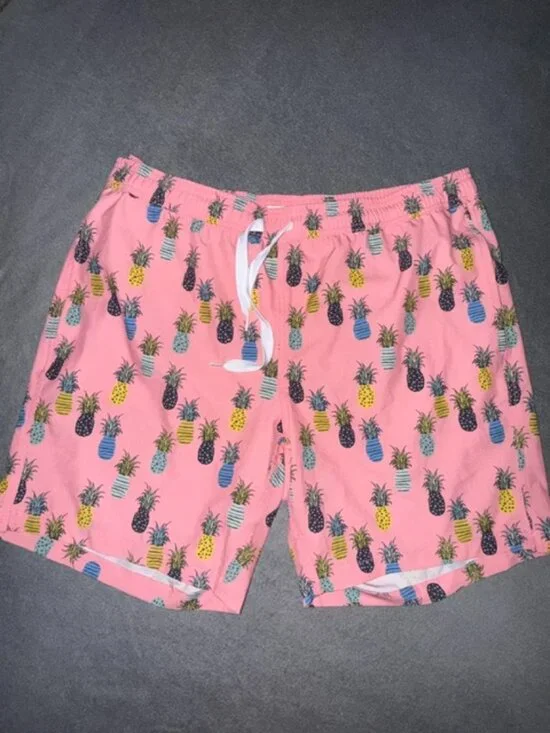 Maamgic Men's Swim Trunks Size XL Pink Pineapples Pocket Drawstring