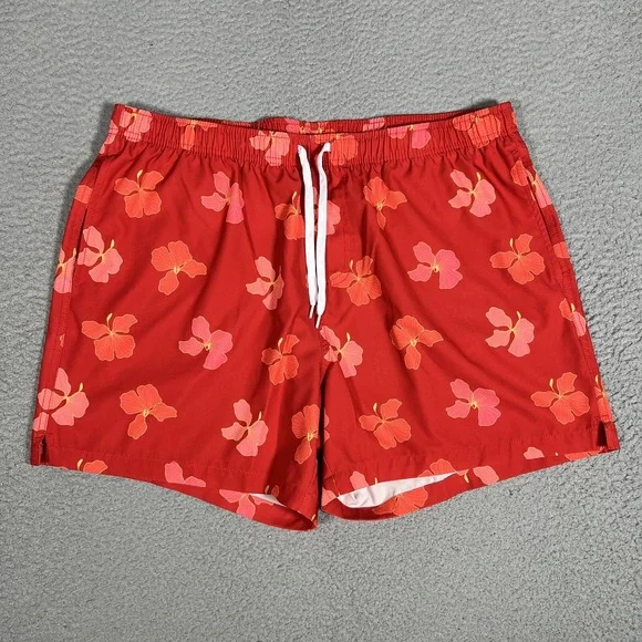 Bear Bottom Shorts Mens XXL Red Floral 5.5