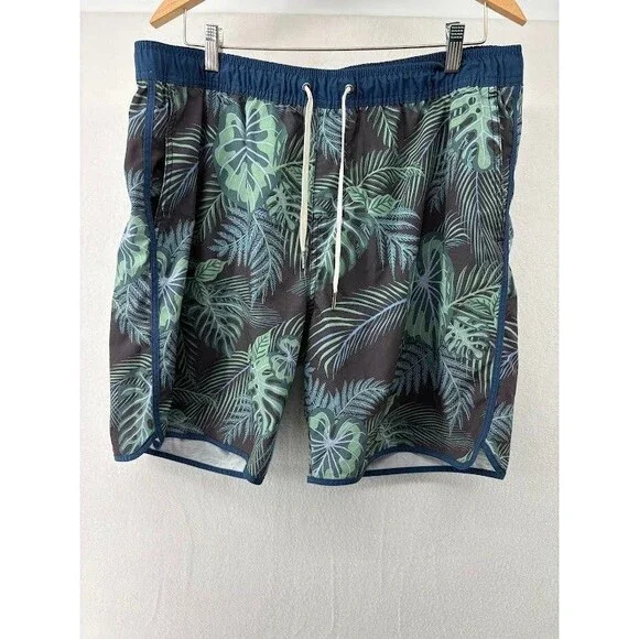 Fair Harbor Swim Shorts Lined Trunks‎ Sz XXL  Mens Hawaiian Leaf Floral Stretch