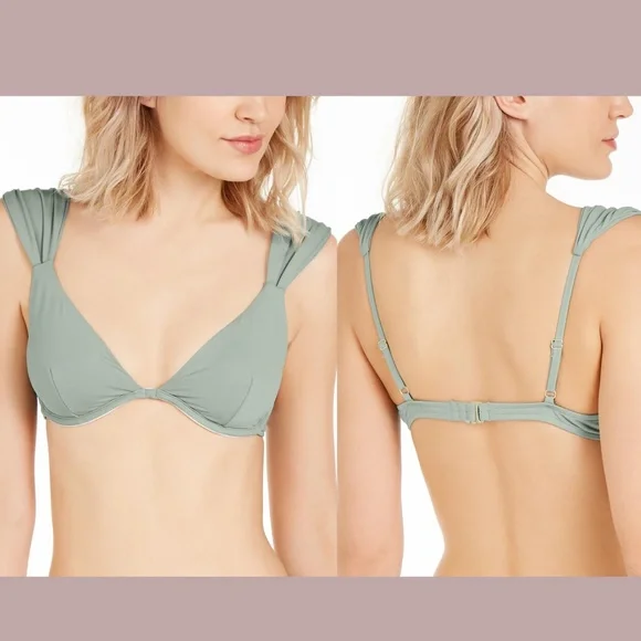 NEW $110 WeWoreWhat [SZ Large ] Allie Wide Strap Underwire Bikini Top‎ Green