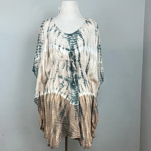 Napua Collection Honolulu Hawaiian Swim Coverup One Size Pink Gray