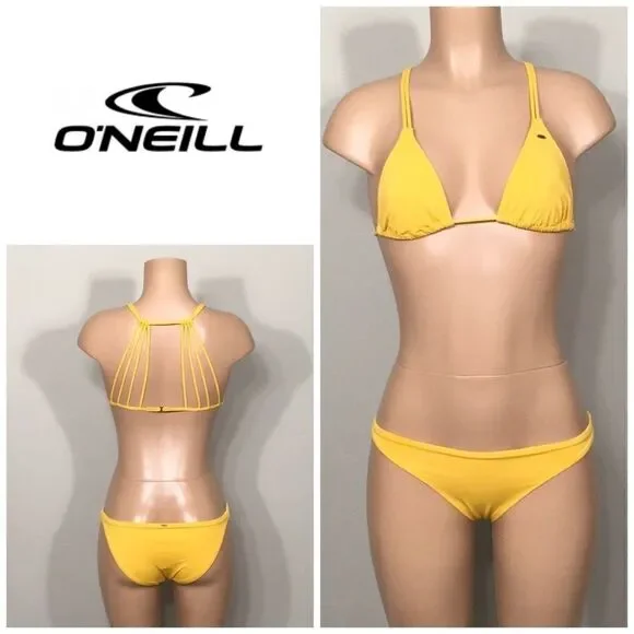 O’Neill golden yellow strappy bikini set. NWT