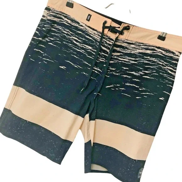Vans Mens Board Shorts Swim Trunks Tag 31‎ 33 x 8.5 Black Nude Beachy Coastal