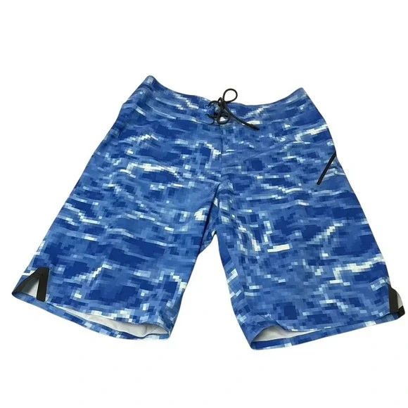 Lululemon Board Shorts Mens 32 Blue Digital Camo Swim Trunks Pixel Print‎