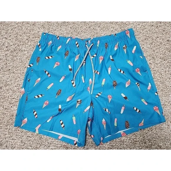 Men's Swim Trunks Ice Cream Popsicle Print Brief‎ Lined Trunks Size XL