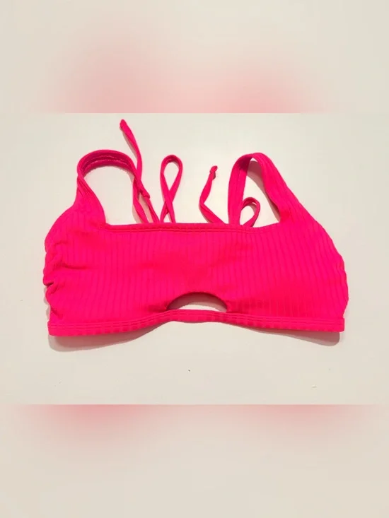 Xhilaration Hot Pink Ribbed Bikini Top