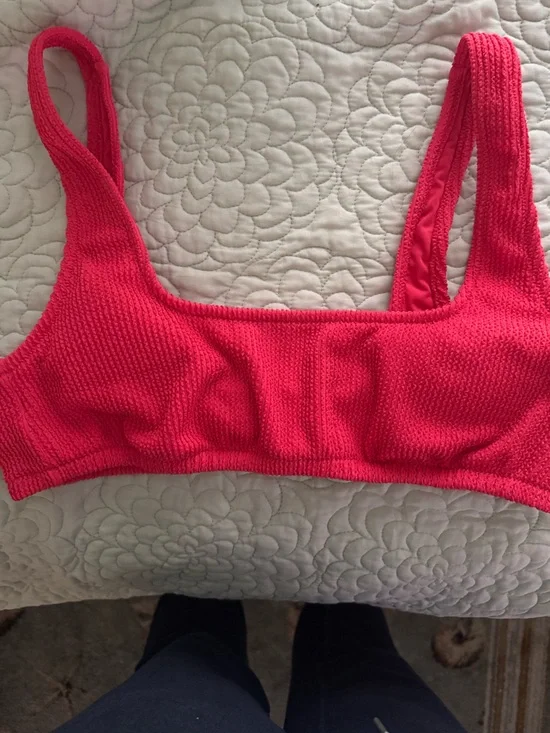 J. Crew Hot Pink scrunchie bikini top