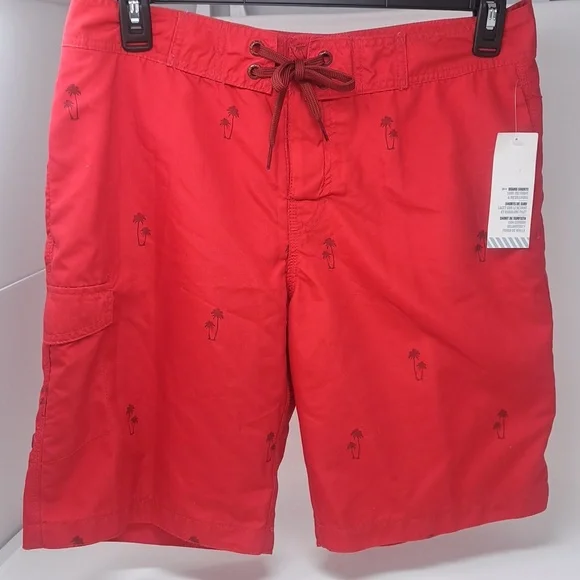 Old Navy Mens Red Palm Tree Print Board‎ Shorts Swim Trunks Medium NWT