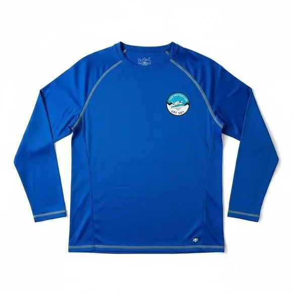 Beach Bros Mens UPF 50+ Long Sleeve Rash Guard Blue Small Swimwear Vacation New