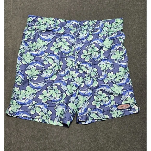 Vineyard Vines Men's Swordfish Swim Trunks Size Lg‎ Colorful Lined Beach Travel