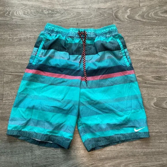 Men's Nike Optic Shift Striped Volley Shorts Swim Beach‎ Vacation Size Medium