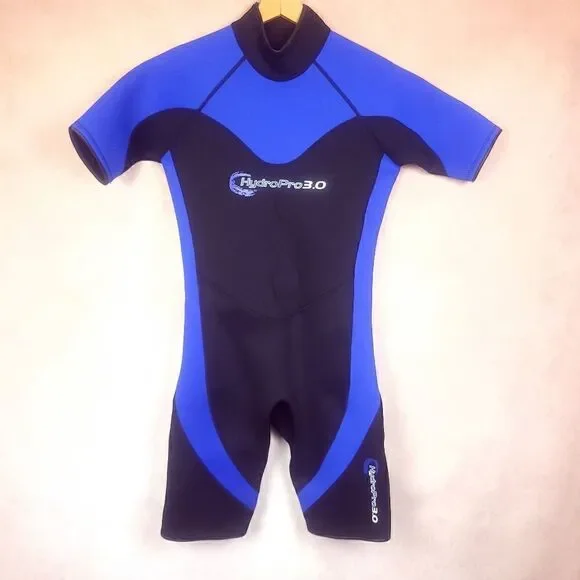 Hydropro 3.0 Black Blue Short Sleeve Wetsuit Size Medium