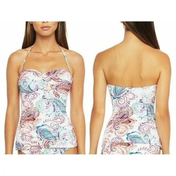 Ralph Lauren Captiva Paisley Twist Front‎ Swimsuit Tankini Top & Bottom Sz 10