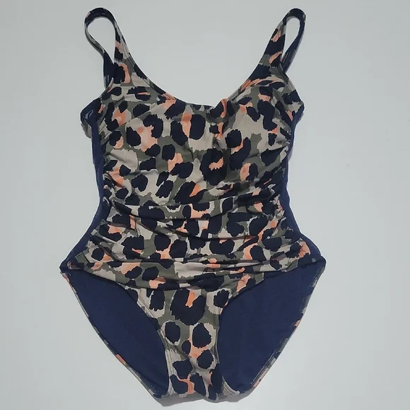 DKNY  Navy Leopard Print  One Piece Swimsuit 12