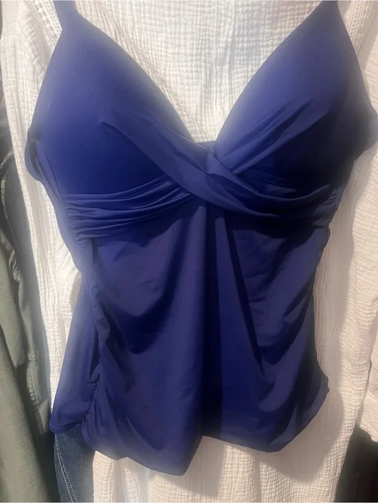 Navy Blue Twisted Front Swim Tankini Top