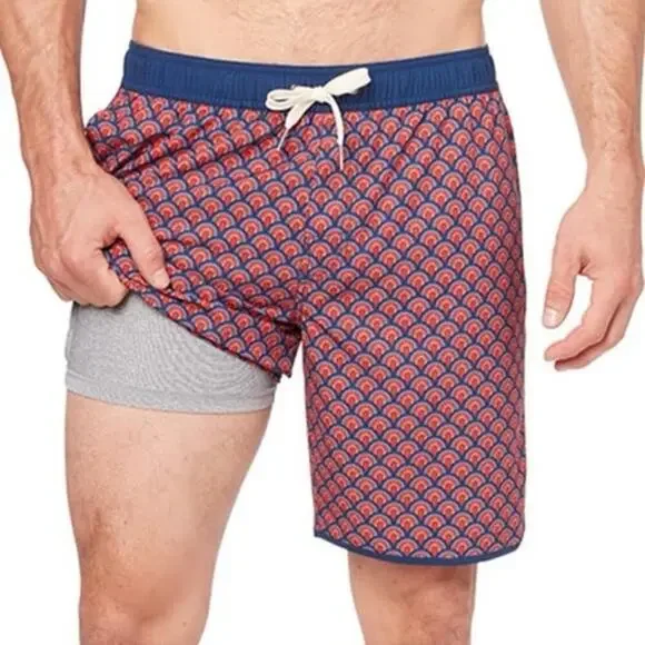 Fair Harbor The Anchor Men’s Performance Swim Trunks Size XXL 2XL Geo Print 8”