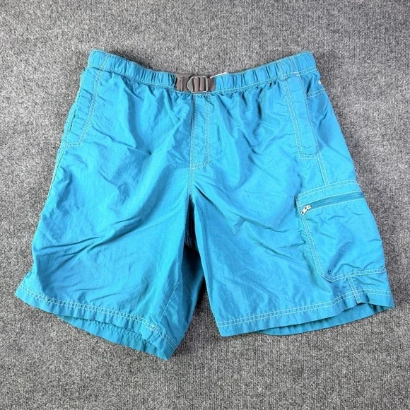 Columbia Omni Shield Swim Trunks Shorts Mens L Blue‎ 100% Nylon Sportswear Lined