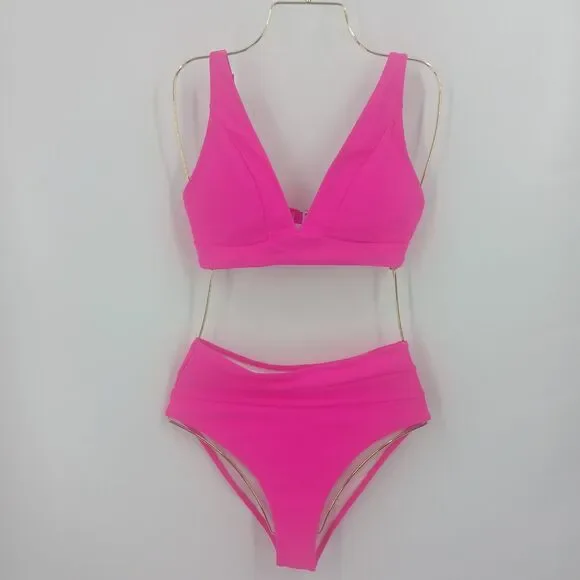 womans hot pink barbie bikini swimwear size small two piece beach summer swim