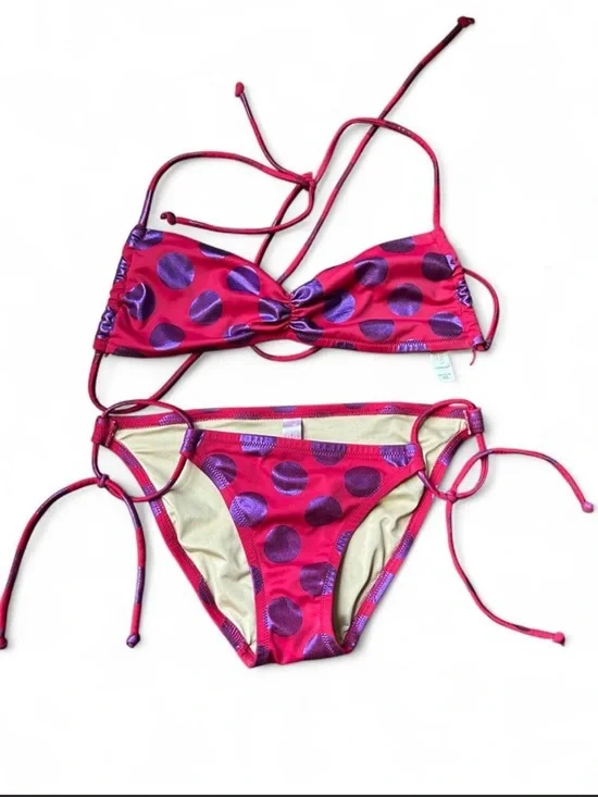 Victoria’s Secret Pink/Red & Purple Polka Dot String Bikini