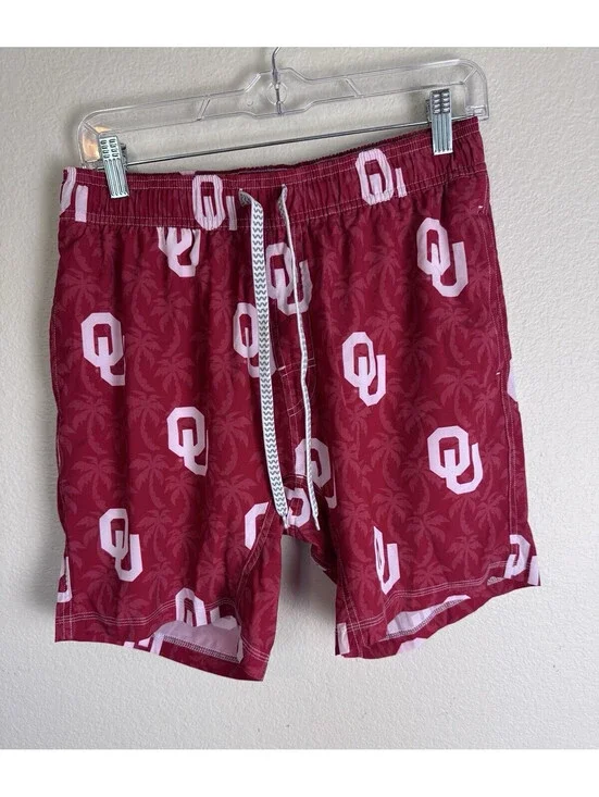 Wes and Willy Men's M Oklahoma Sooners OU Swim Trunks Red/White Drawstring