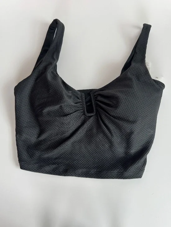 CALIA Black Textured Longline Bikini Top Size M NWOT