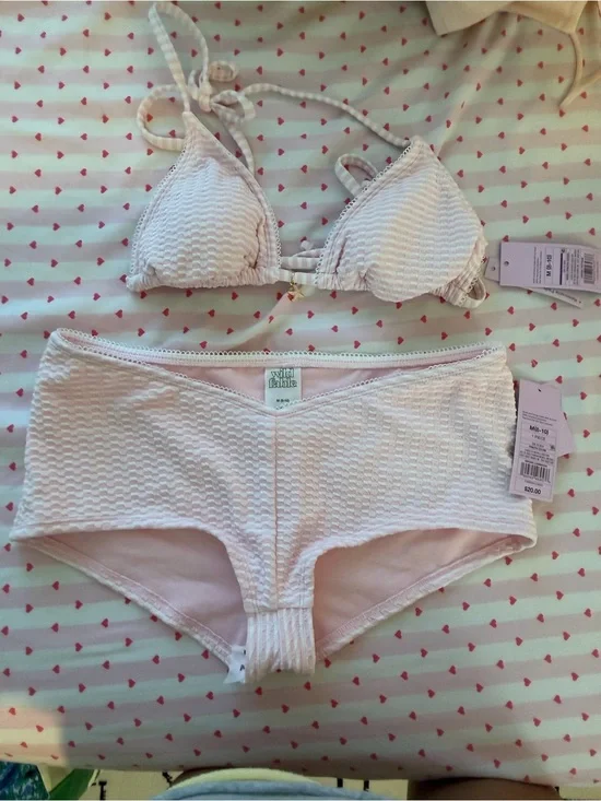 wild fable Pale Pink Textured Triangle Bikini Set