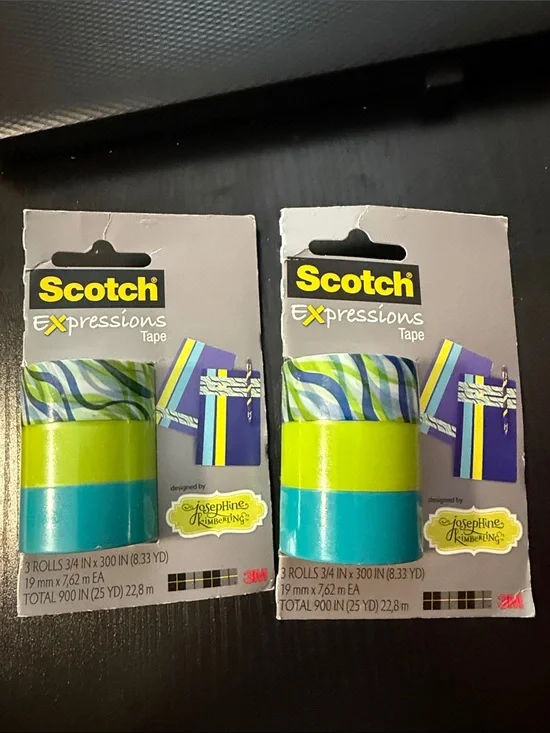 Scotch Expressions Decorative Craft Tape Set Lime Green & Teal Designs 2 Package
