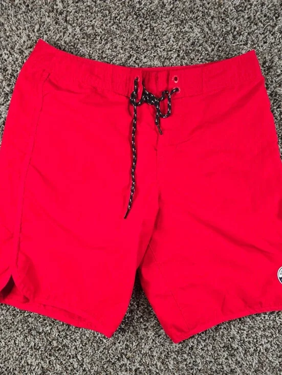 Hollister Mens Sz M Classic Swim Trunks Board Shorts Bright Red