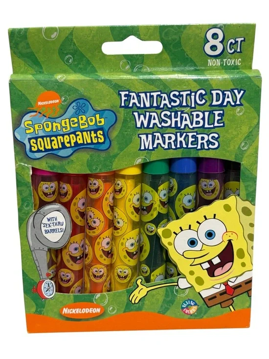 Vintage 2002 SpongeBob Squarepants Fantastic Day Washable Markers NEW in Box